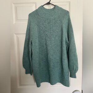LC Lauren Conrad Wool Mix Women's Green & Blue Speckled Knit Sweater size Large